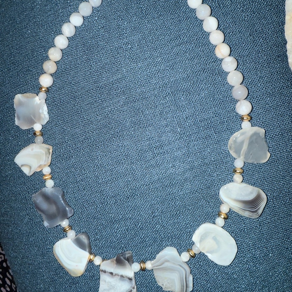 Elegant Gray and White Beaded Necklace